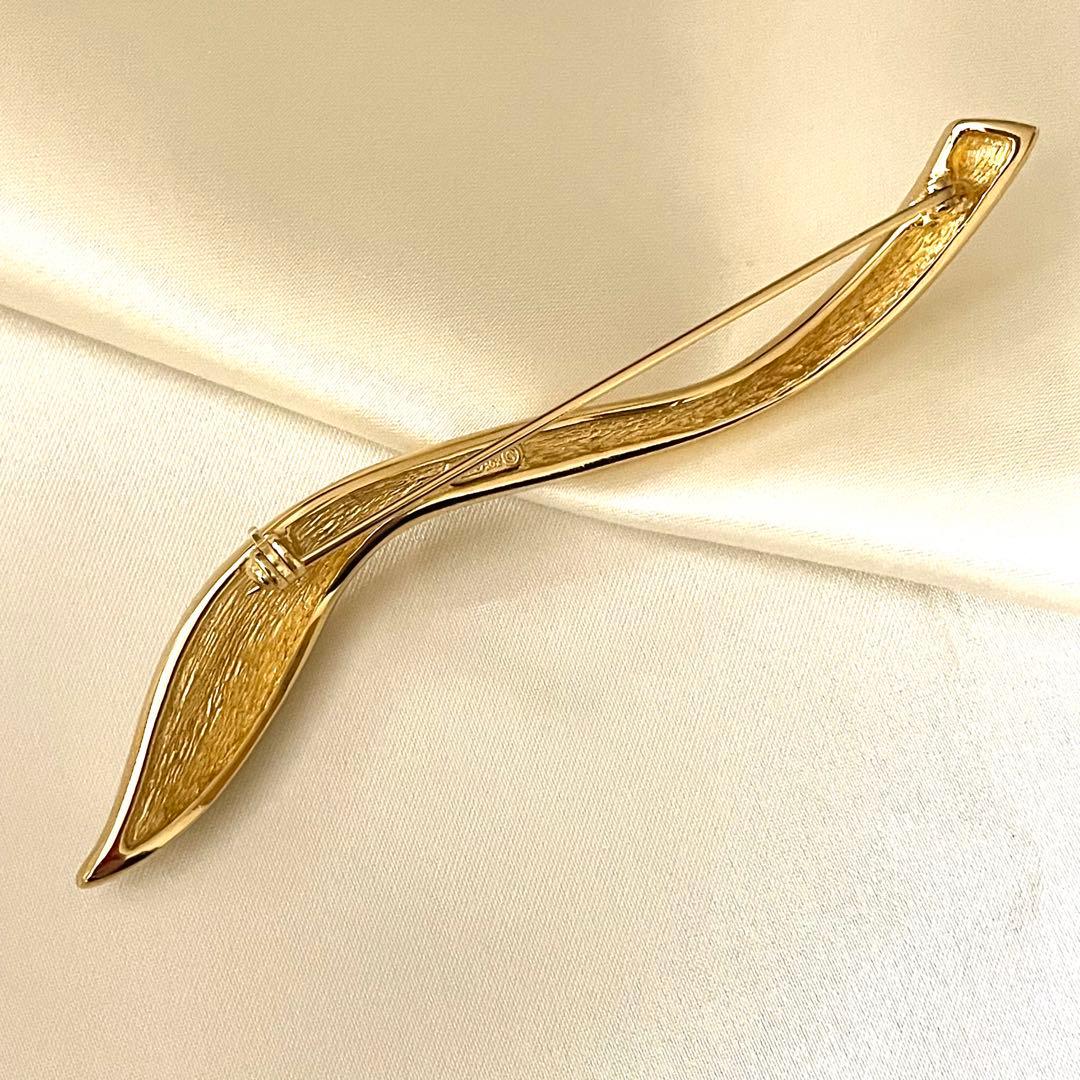 美品　Christian Dior 大ぶりブローチ　羽　フェザー　ストーン