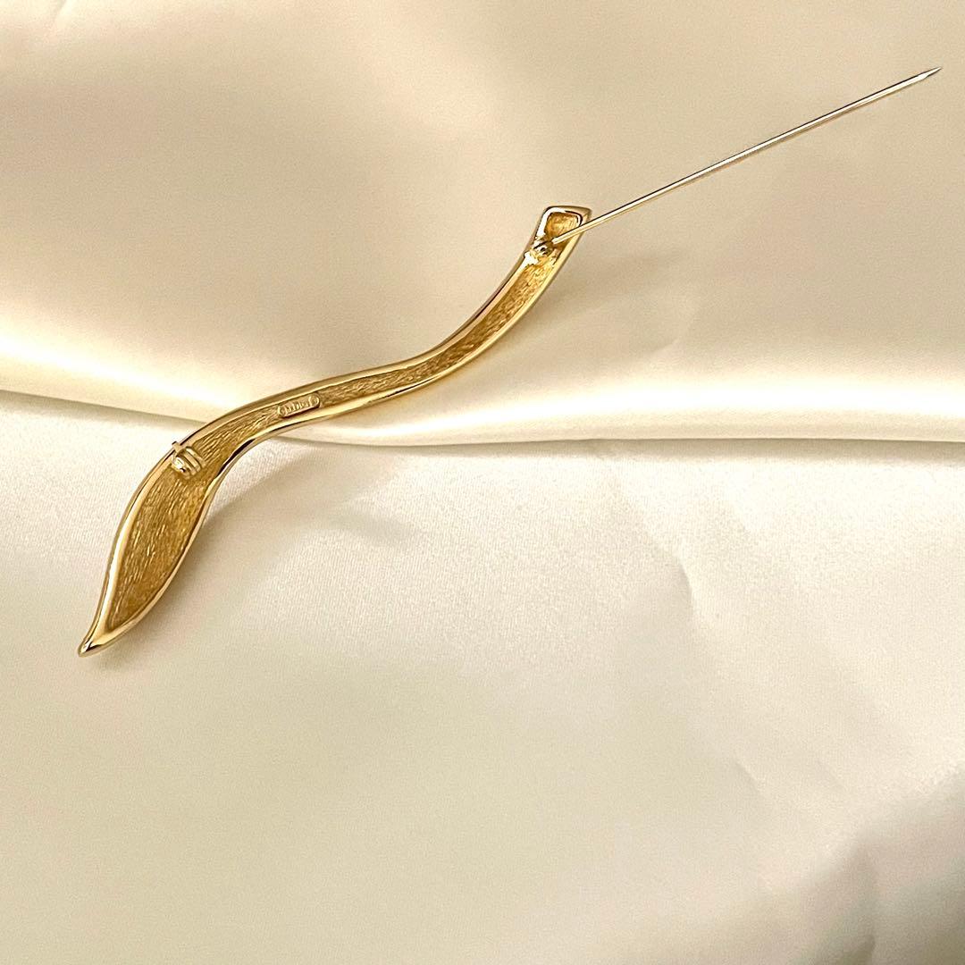 美品　Christian Dior 大ぶりブローチ　羽　フェザー　ストーン