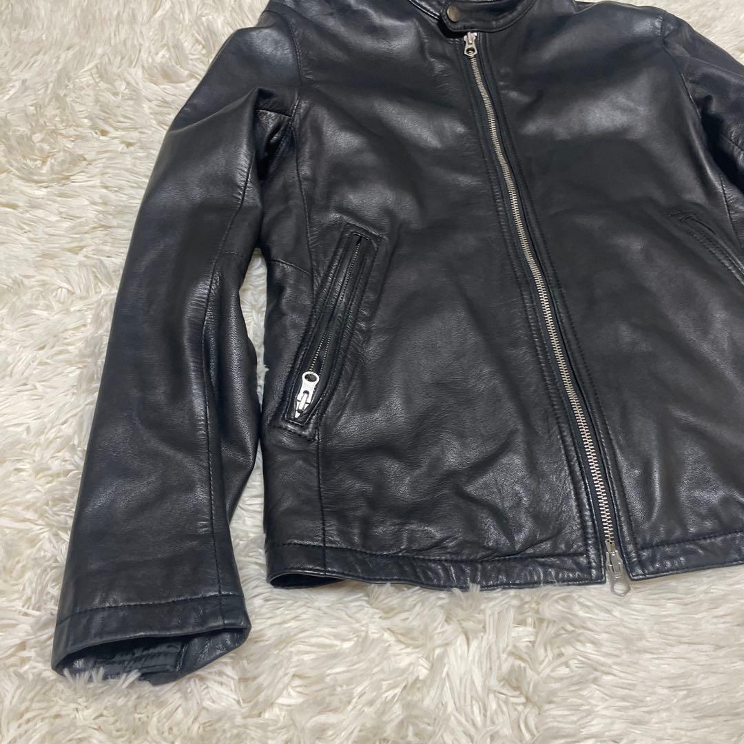 ユナイテッドアローズ レザージャケット ライダース シングル 羊革 黒 Mサイズ