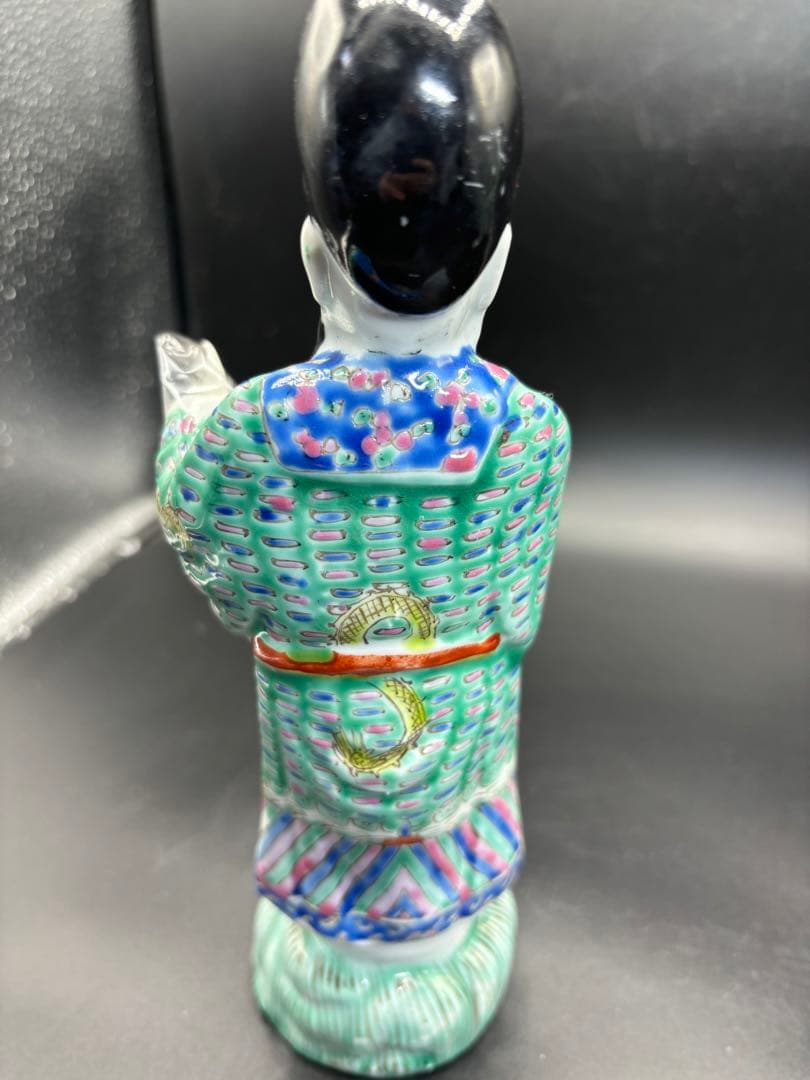 中国美術 古玩 色絵陶人形 陶器人形 高さ約23cm 置物 オブジェ 古董品