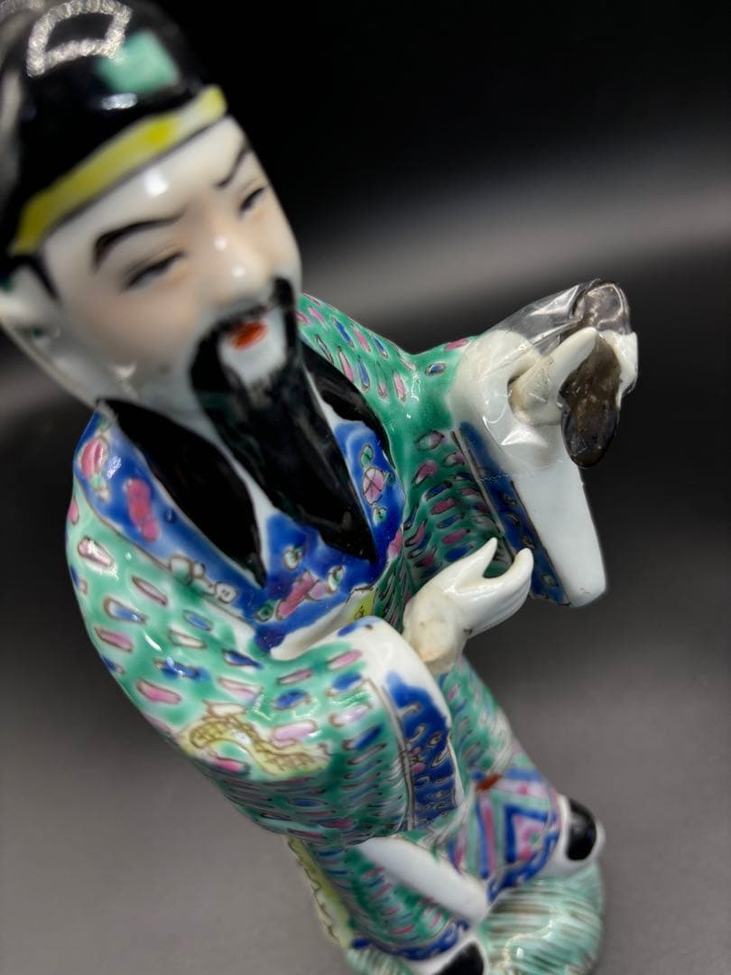 中国美術 古玩 色絵陶人形 陶器人形 高さ約23cm 置物 オブジェ 古董品