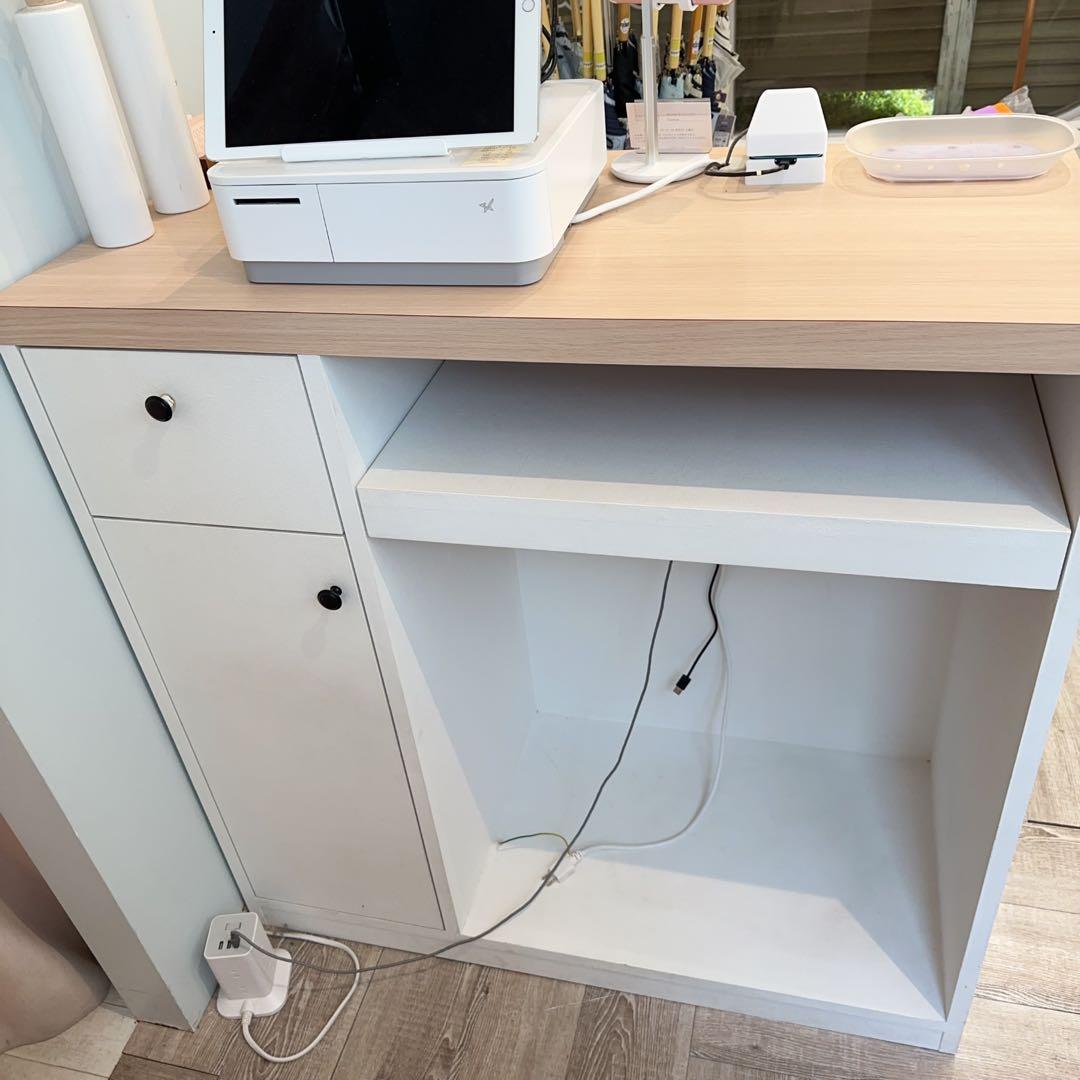 受付カウンター 幅100cm ホワイト 白レジカウンター アンティーク