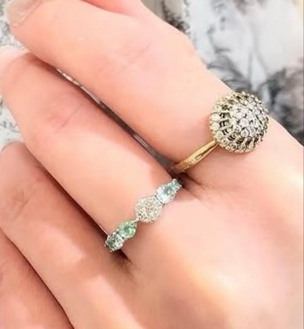 パーセルジュエリー ダイヤモンド ポンポネモザイク リング　12.5号