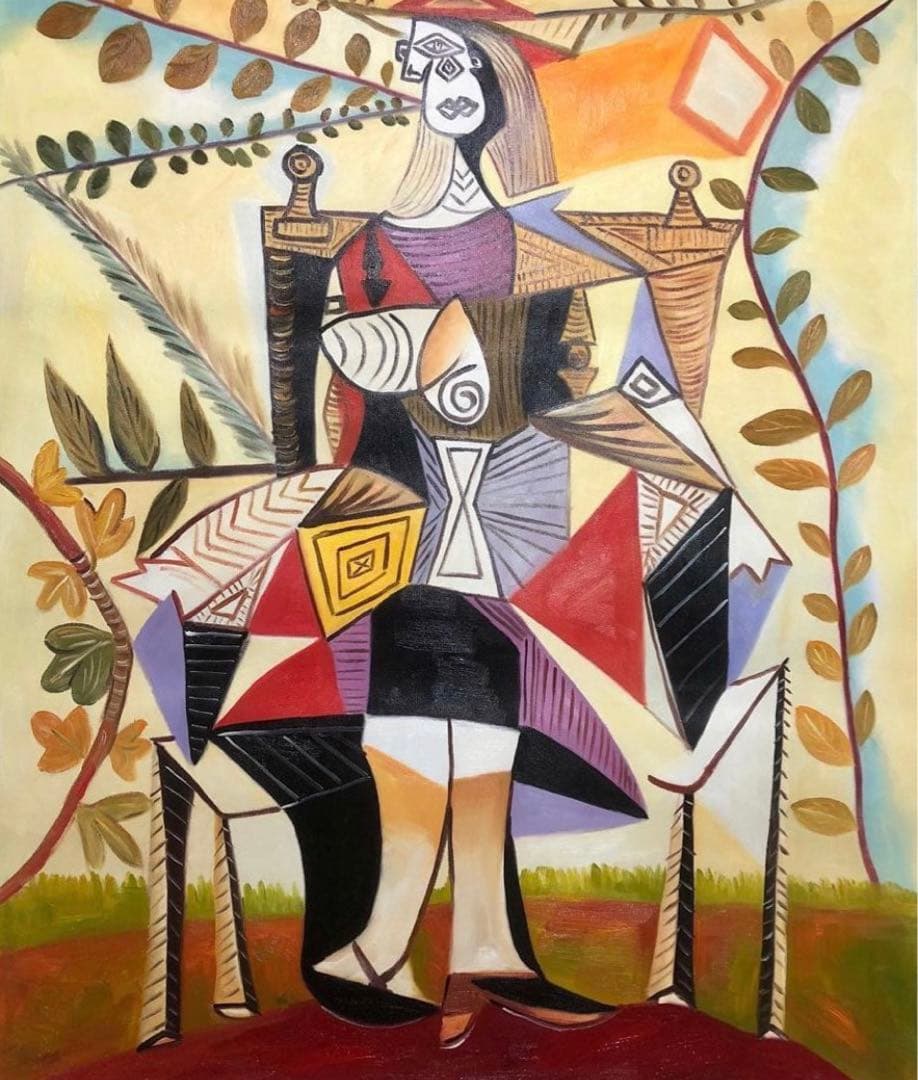 肉筆☆油絵☆F20号『椅子に座る女性』ピカソ/模写