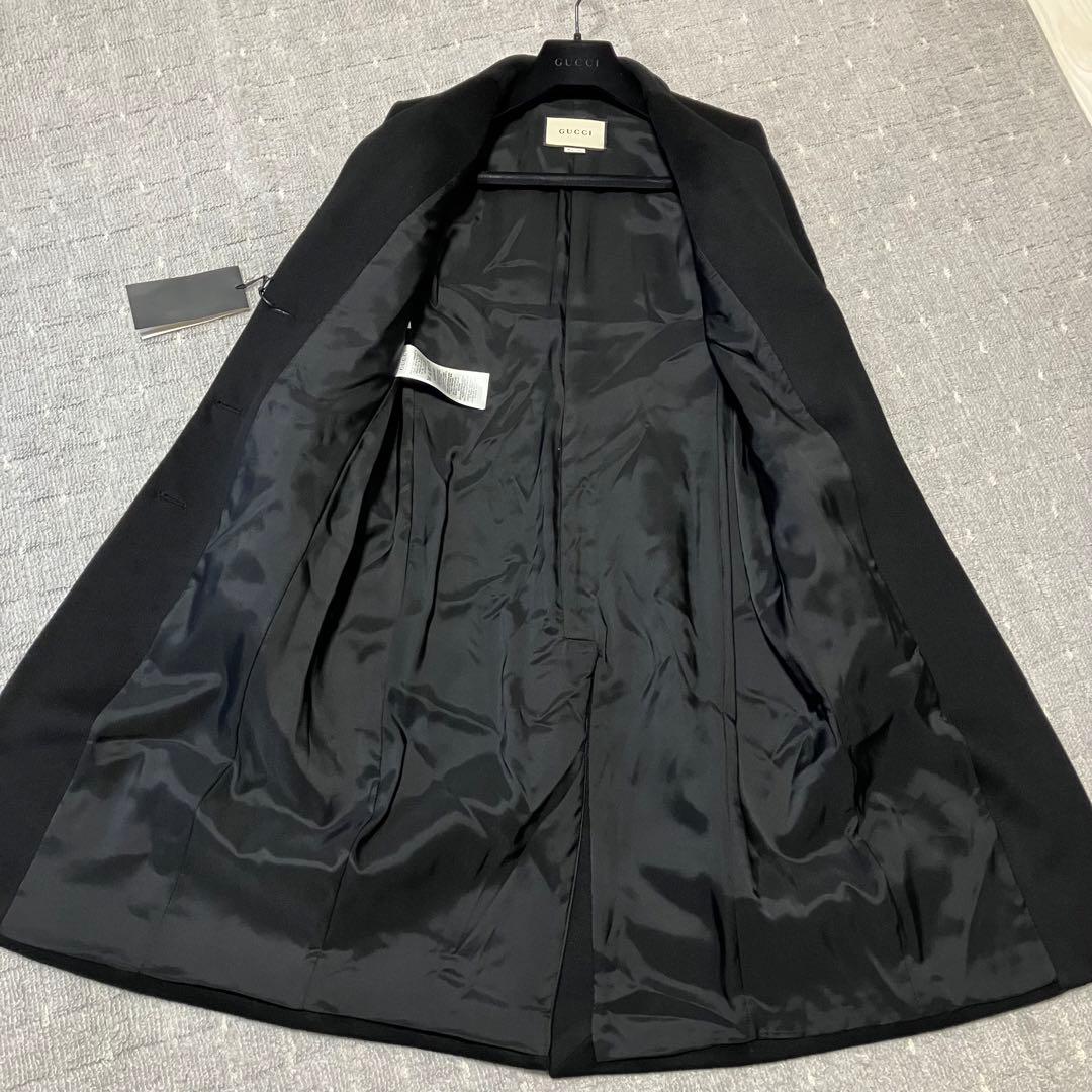 未使用タグ付！グッチ［17AW］チェスターコート　サイズ40　ブラック　ハンガー