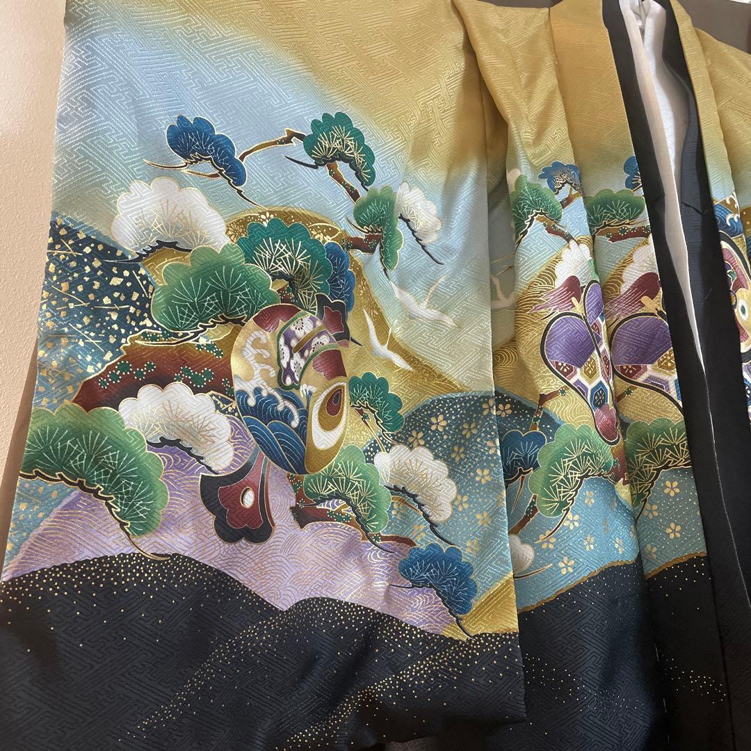 七五三用 金色と黒の着物　5歳児　七五三　着物