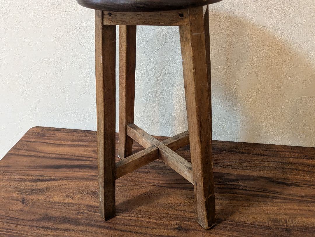 アンティーク　木製　丸椅子　スツール　丸スツール　レトロ