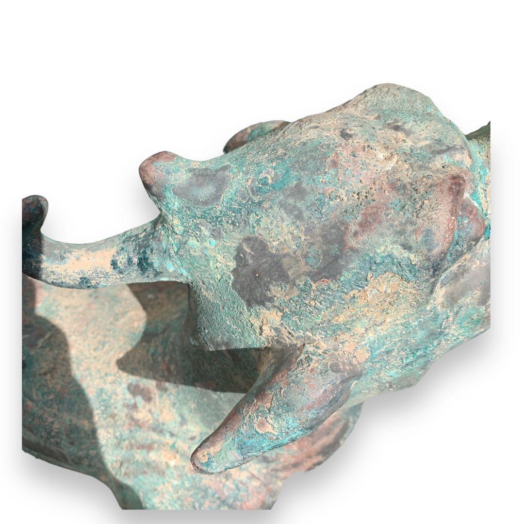 青銅器 獅子　一角獣　長尾獣　中国古玩 漢時代　犠動　置物　骨董