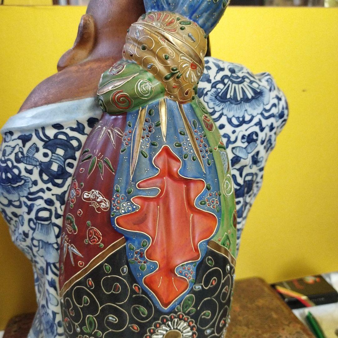 九谷焼陶器 布袋様 骨董品 招福 高さ ３８ｃｍ