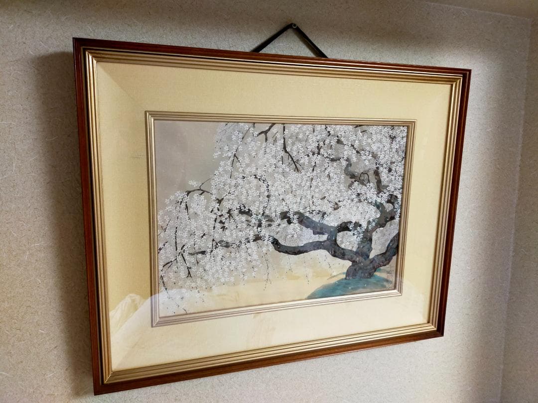 希少　夢殿の枝垂桜　中島千波　木板画