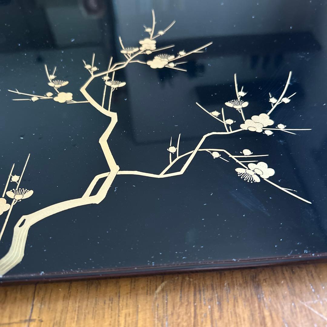 輪島塗り漆器膳 梅の花デザイン 4膳　　美品41cm x 30cm