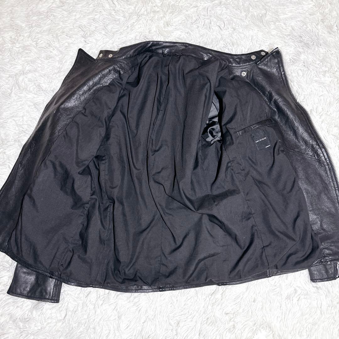 【SHIPS JET BLUE】ゴートレザー ライダース ジャケット M 山羊革