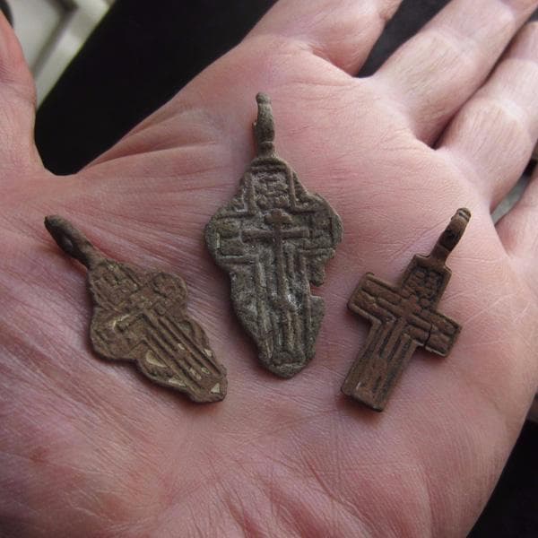 17世紀　ロシアン・クロス　3点セット　19　アンティーク　ブロンズ　ロザリオ