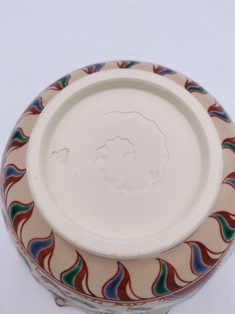 c561菓子器 赤絵雪輪 萬古窯 加賀瑞山 木箱 茶道具 古物