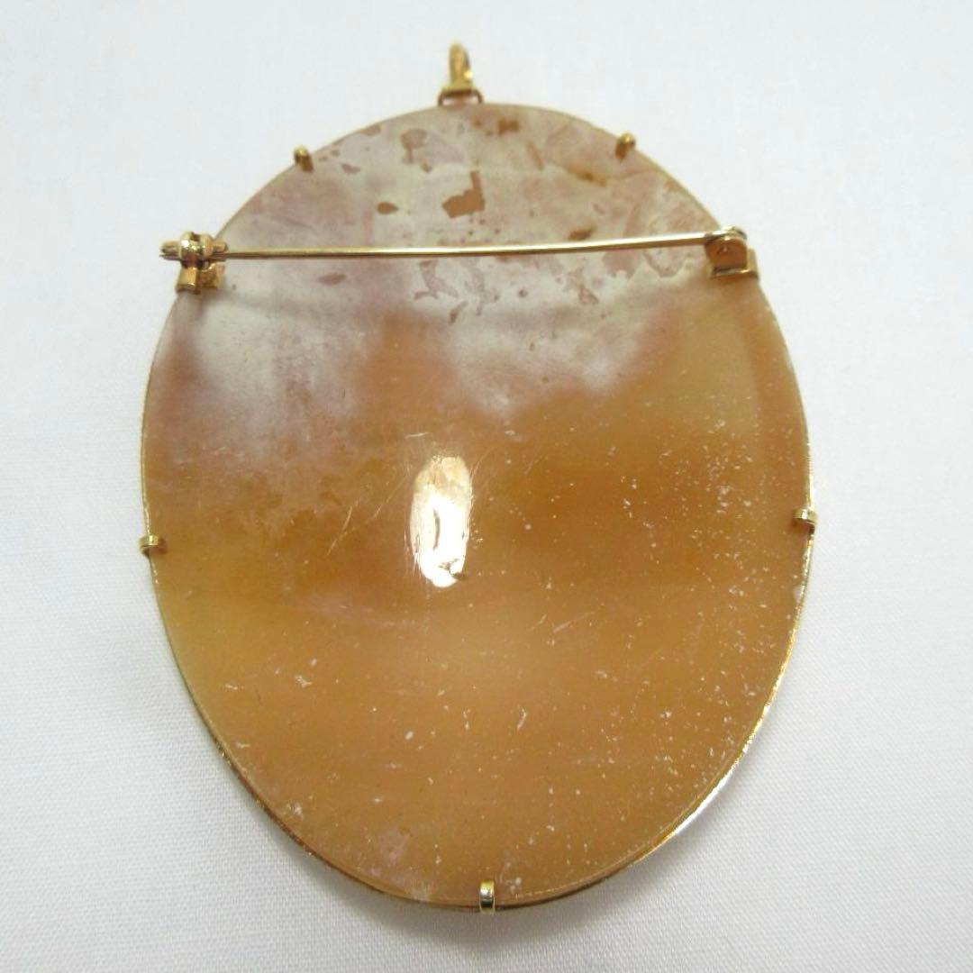 カメオシェルブローチ K18 (18金)ゴールド 大きめ重さ16.8g 05ar