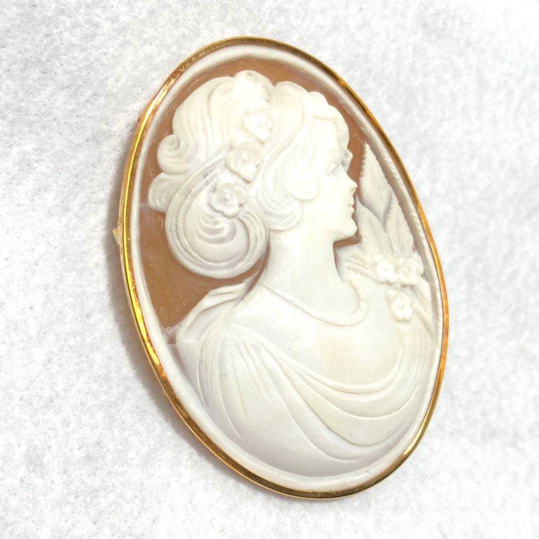 カメオシェルブローチ K18 (18金)ゴールド 大きめ重さ16.8g 05ar