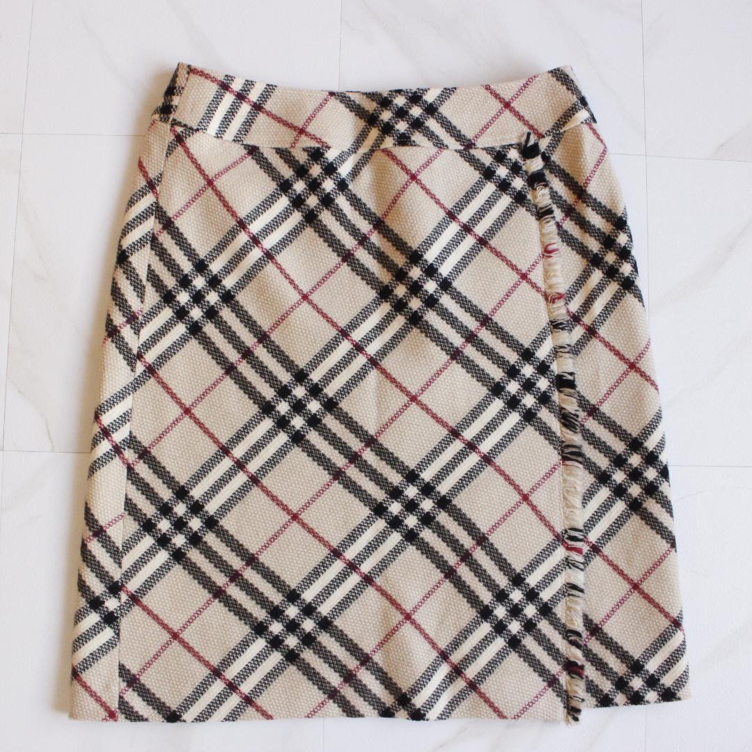 【極美品 大きいサイズ】BURBERRY LONDON フリンジスカート 44
