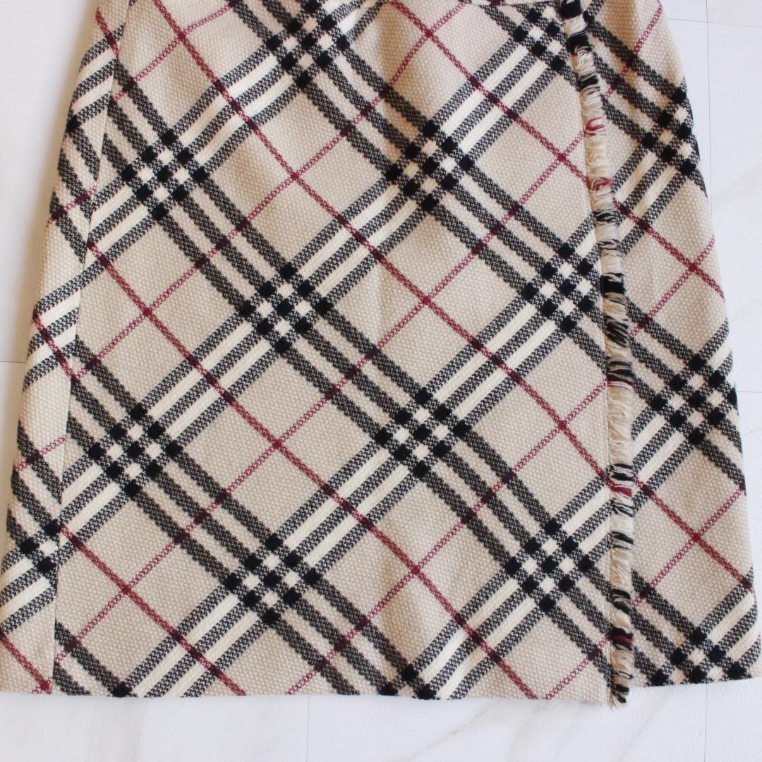 【極美品 大きいサイズ】BURBERRY LONDON フリンジスカート 44