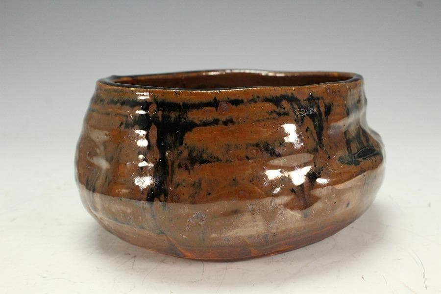 茶道具 古瀬戸 建水 名人 加藤作介造 共箱(K-A363)