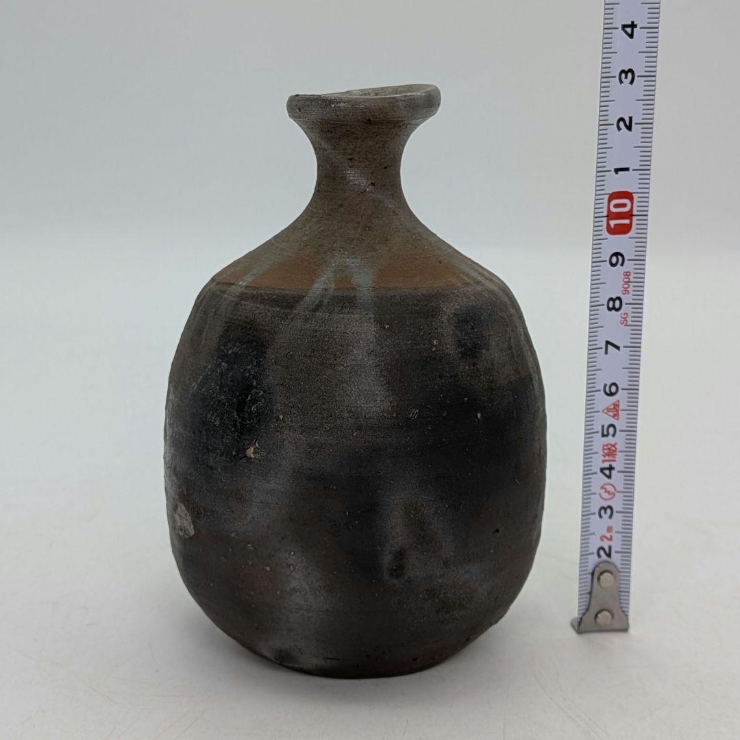 備前市無形文化財 榊原清人 備前焼 銀彩徳利花入 共箱 とっくり 一輪挿し花瓶