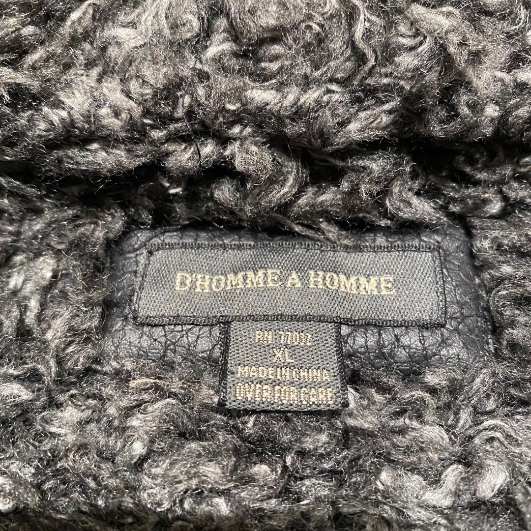 00s アーカイブ ネオお兄系 グランジ ファー 合皮 レザーコート XL