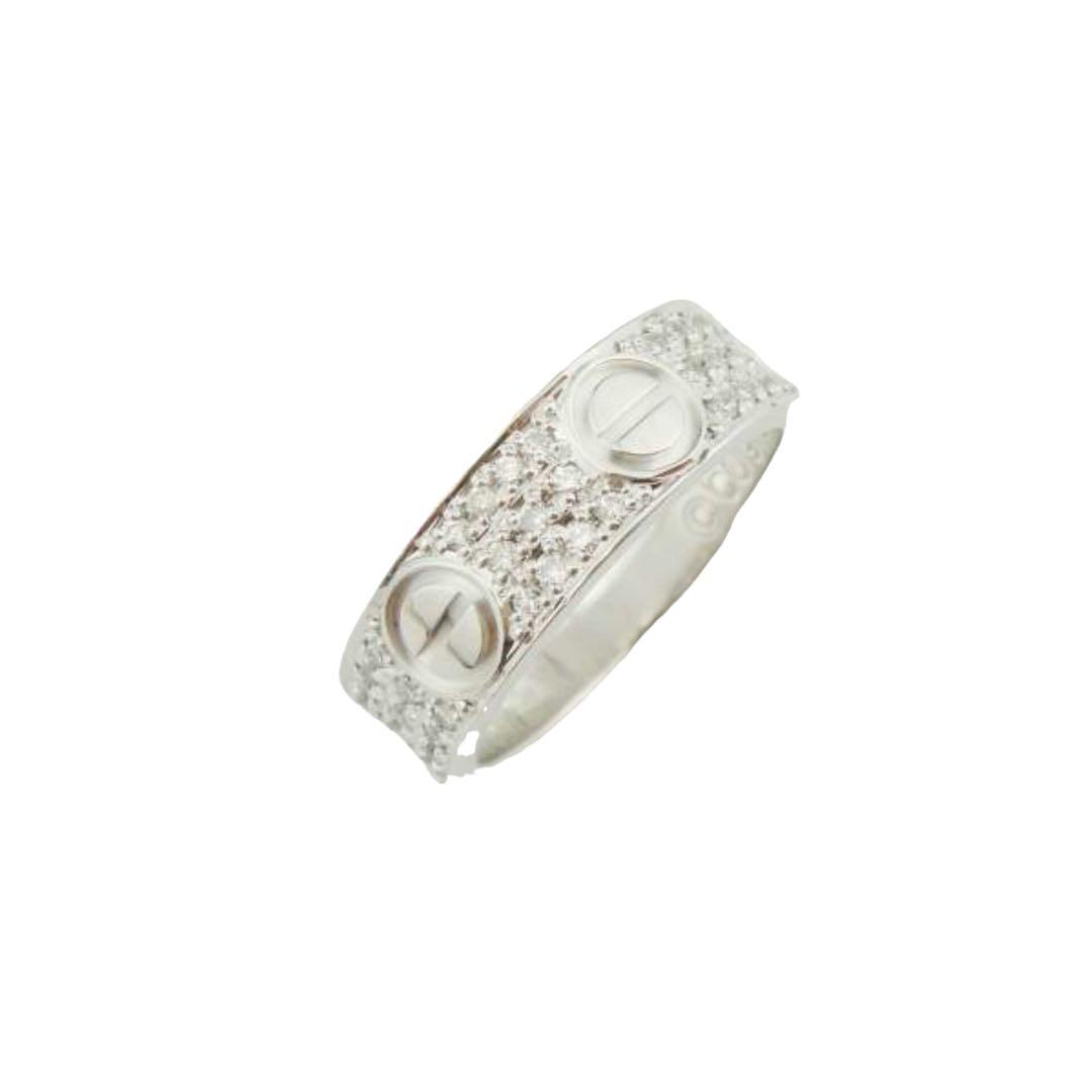 カルティエ WG ラブリング パヴェダイヤ #50 10号 ホワイトゴールド