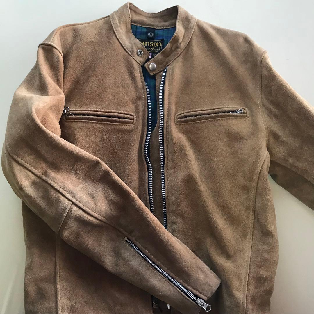 vanson バンソンキャメルスエード ライダースジャケット 38(M)