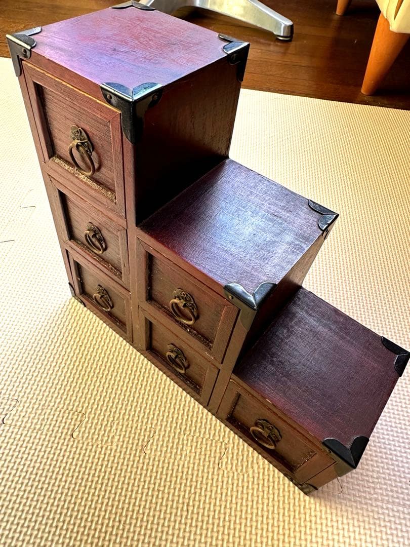 昭和レトロ階段木製棚ミニ小物入れ　インテリア階段箪笥