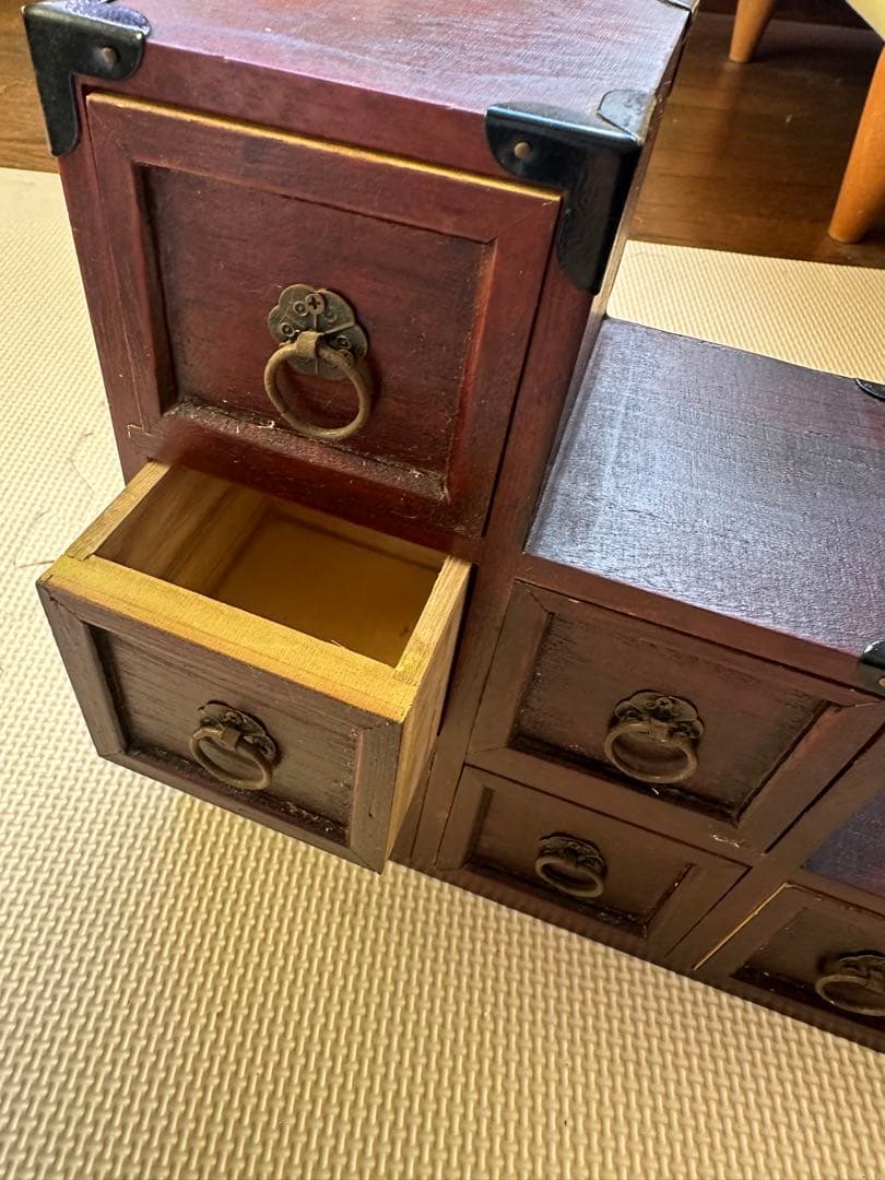 昭和レトロ階段木製棚ミニ小物入れ　インテリア階段箪笥