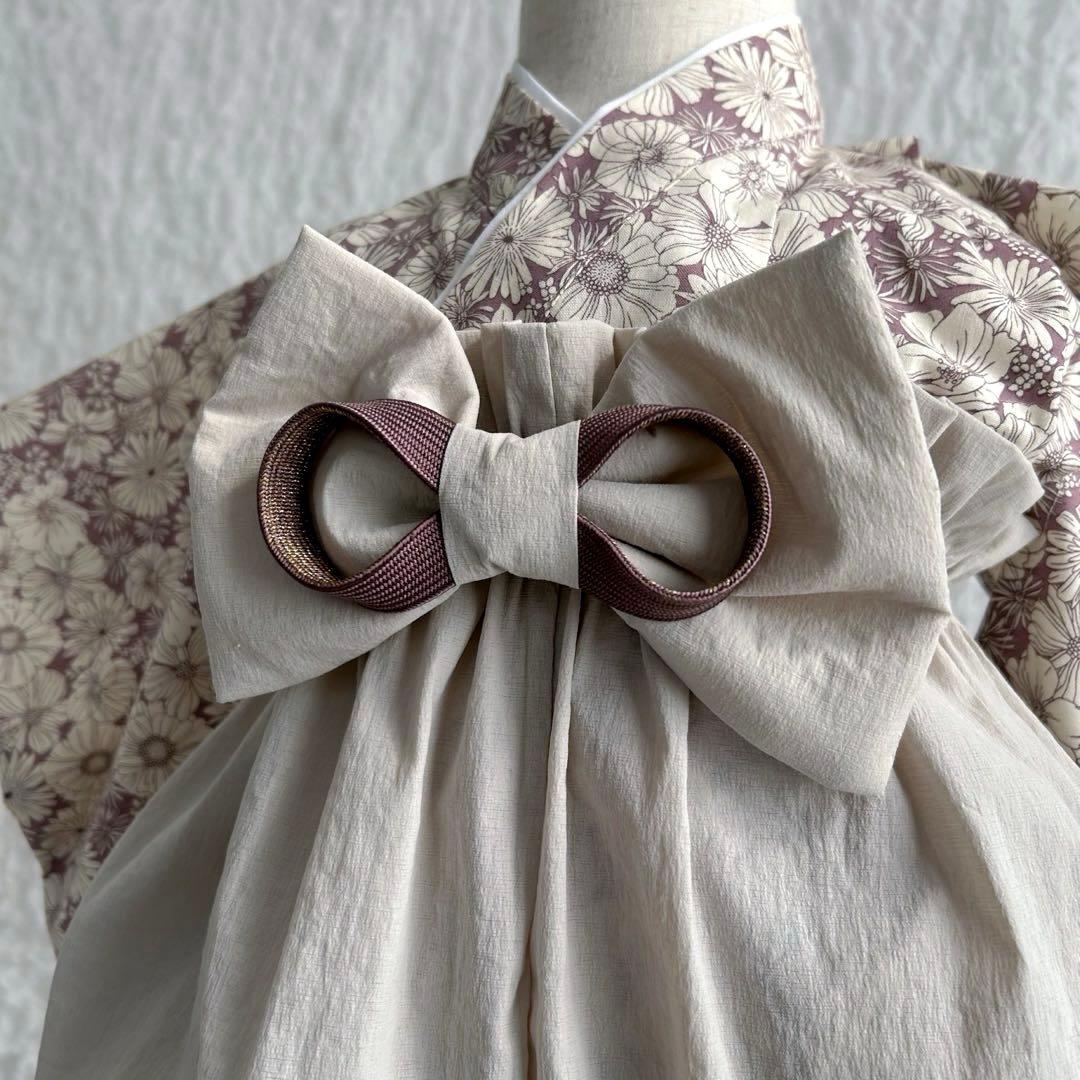 ハンドメイド ベビー袴 高級 くすみカラー 豪華 お食い初め 初節句