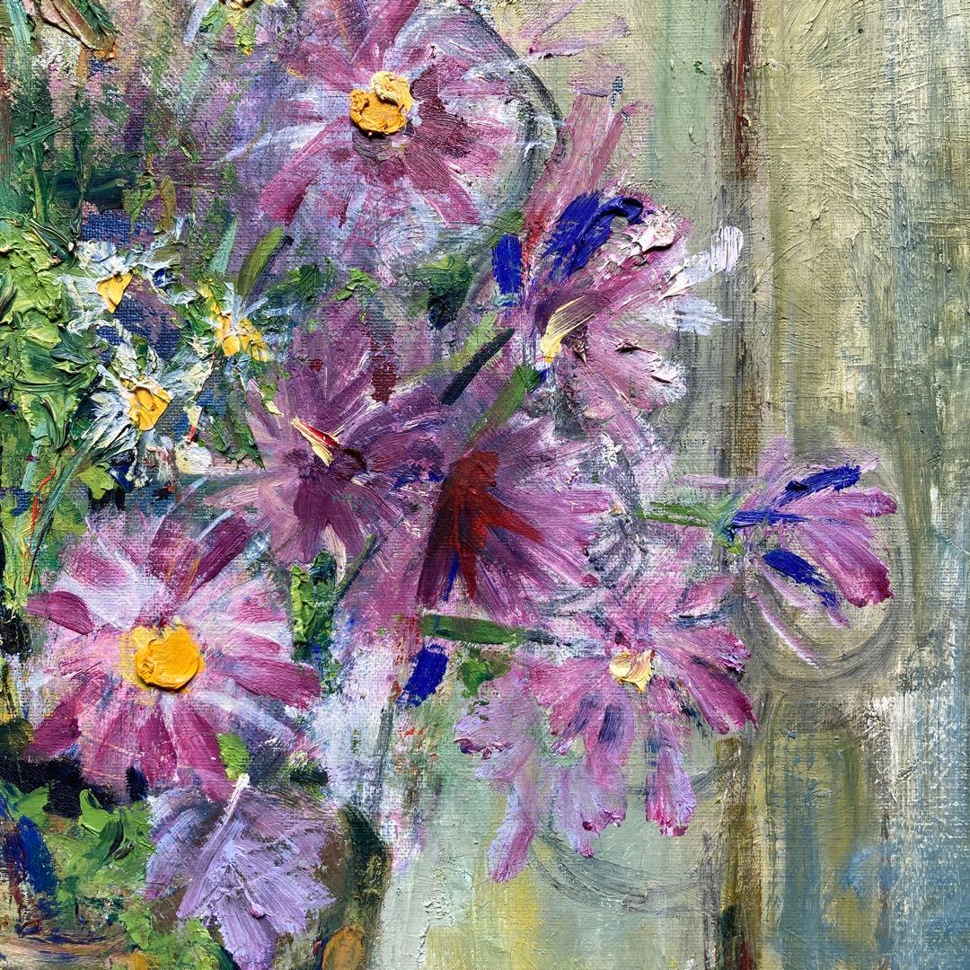 吉田節子「菊」10F額73.5×66絵53×46cm