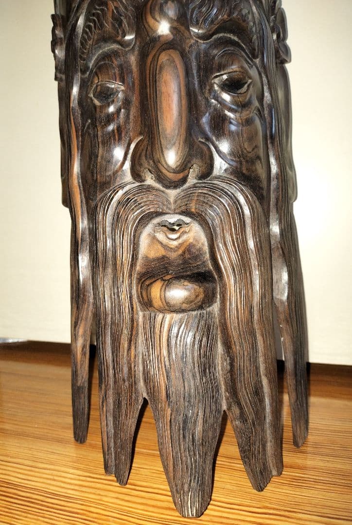 木製彫刻 アートオブジェクト 仮面 アンティーク 王 神