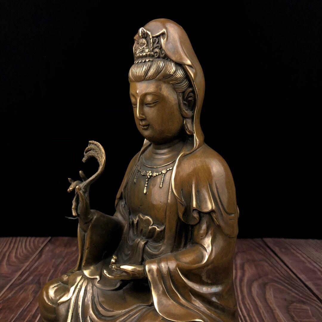 仏像 銅像 柳枝観世音仏像 彫刻 置物 開運 風水 工芸品 置物