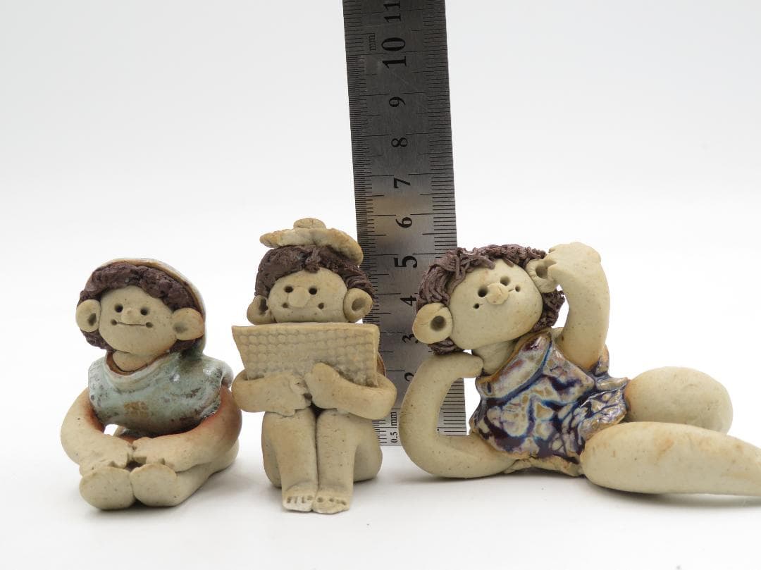 青芳人形 7点セット 陶器人形 森元青芳 砥部焼 オブジェ 置物 インテリア