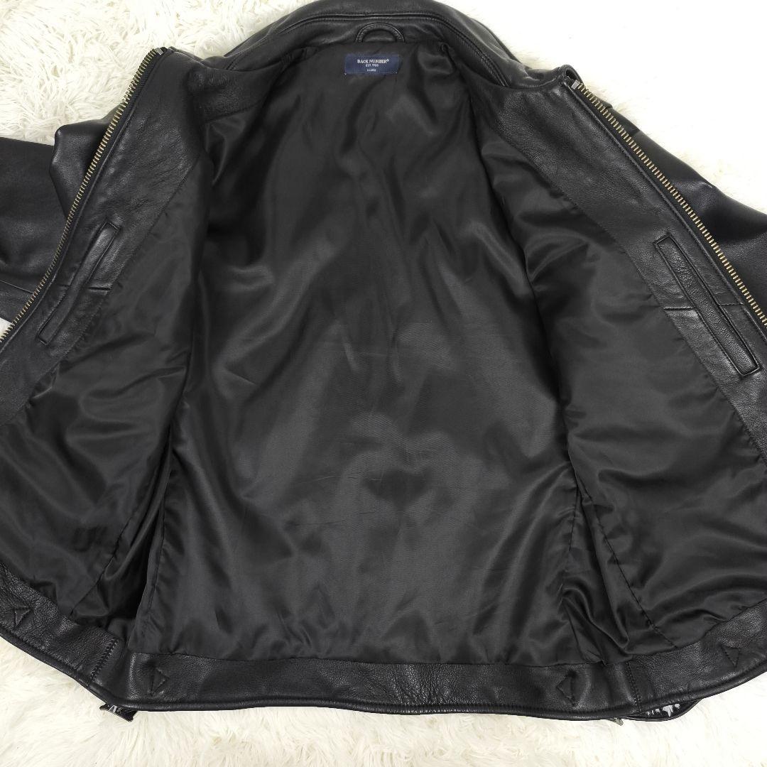 ✨美品✨ バックナンバー シングルライダースジャケット ラムレザー 本革 黒
