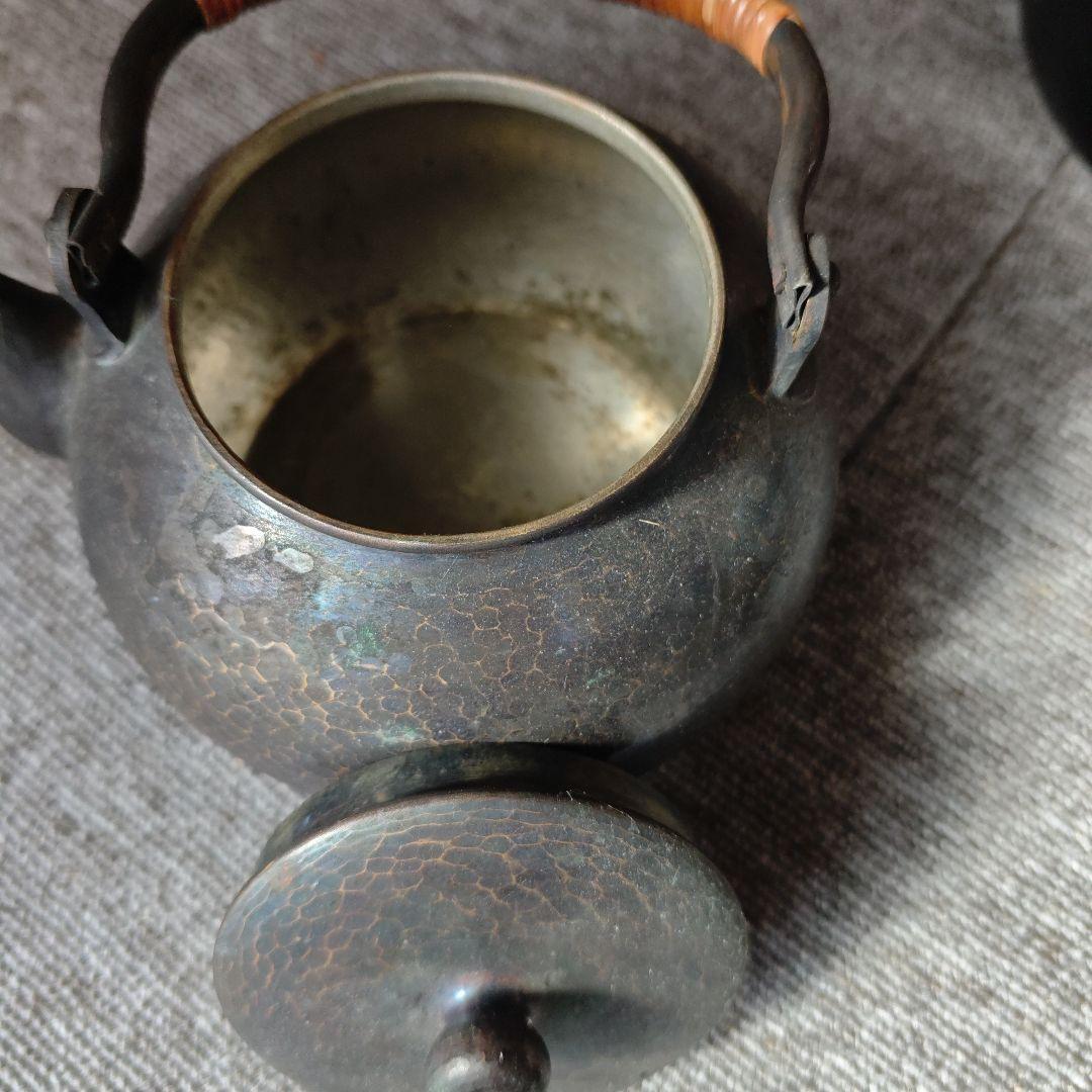 茶道具　銅製薬缶　鉄瓶　三点セット