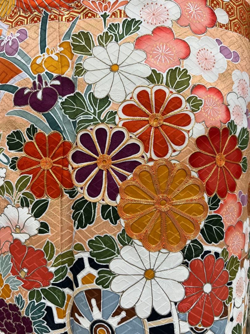 振り袖　フルセット　別誂長襦袢　成人式　金彩加工　刺繍入り　振り柄有り678