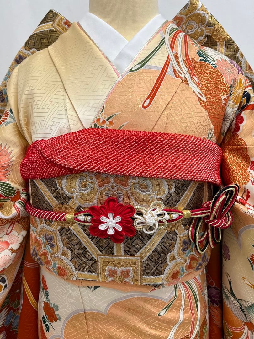 振り袖　フルセット　別誂長襦袢　成人式　金彩加工　刺繍入り　振り柄有り678