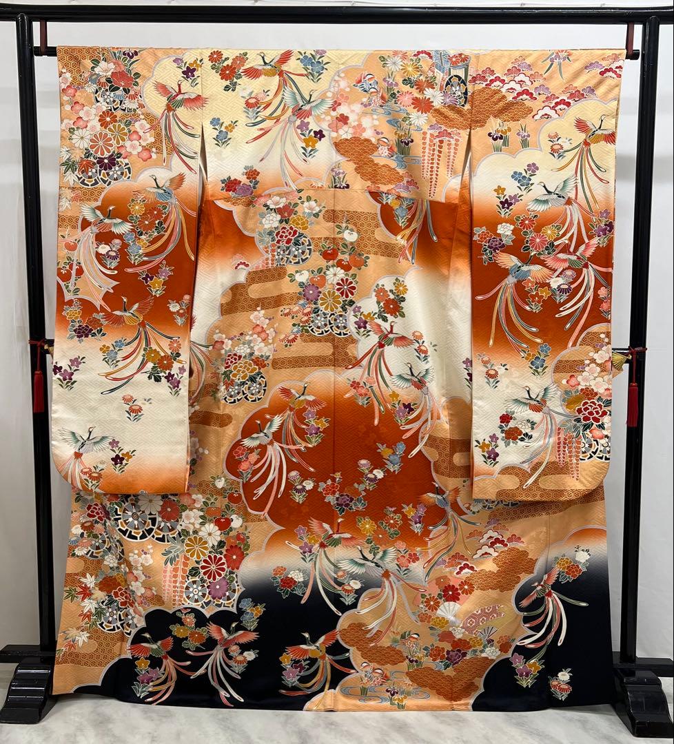 振り袖　フルセット　別誂長襦袢　成人式　金彩加工　刺繍入り　振り柄有り678