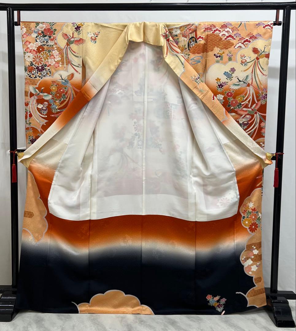 振り袖　フルセット　別誂長襦袢　成人式　金彩加工　刺繍入り　振り柄有り678