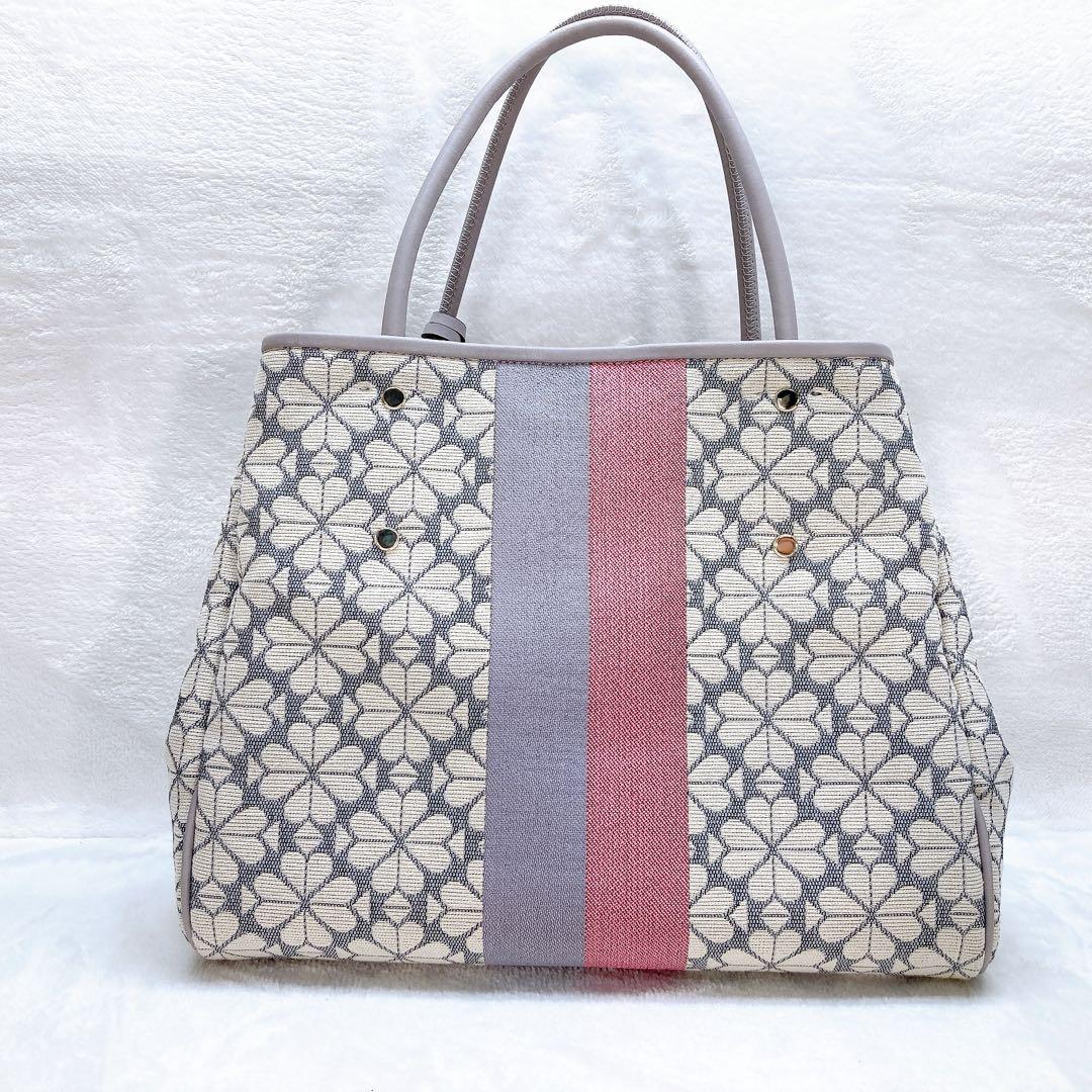 ✨美品✨ケイトスペード 2wayバッグ ジャガード フラワー キャンバス レザー