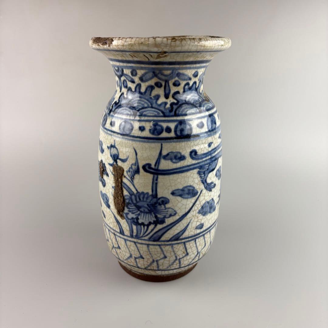 中国 花瓶 花入れ 染付 花器