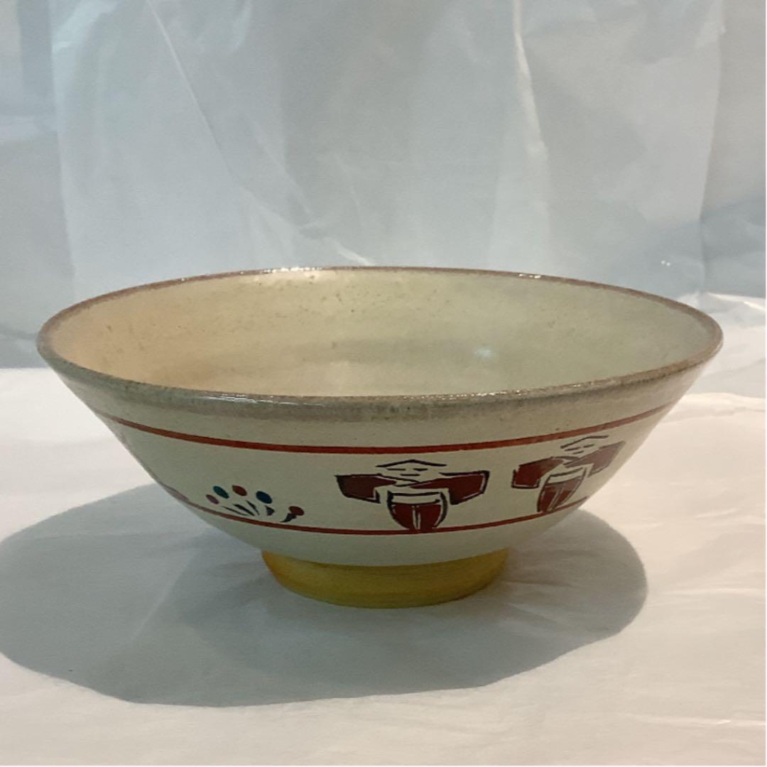 古瀨尭三作　奈良絵茶碗　赤膚焼