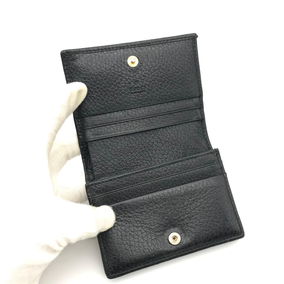 正規品　新品同様　グッチ財布　グッチ折り財布　GGマーモント　ブラックレザー