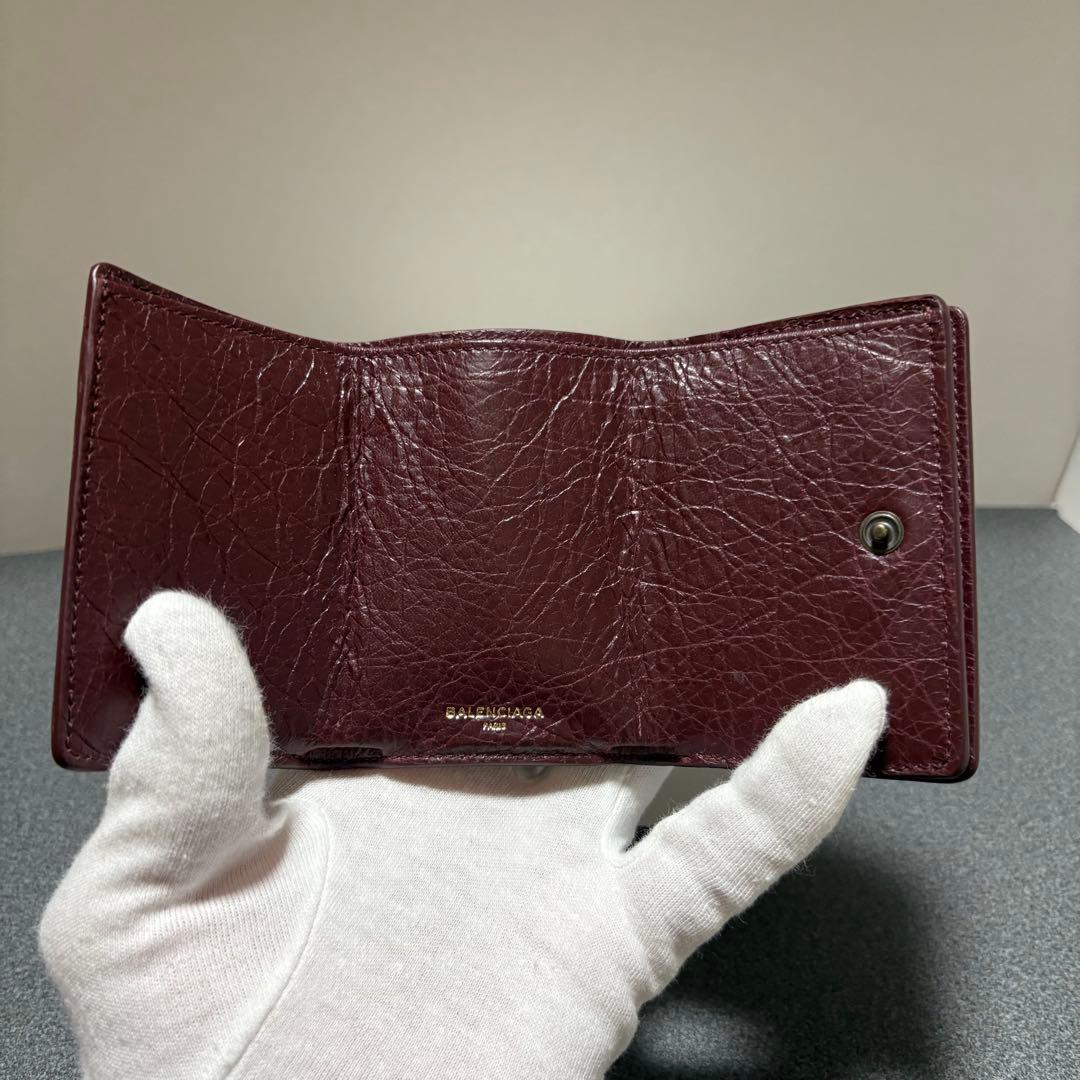 BALENCIAGA バーガンディ 三つ折り財布