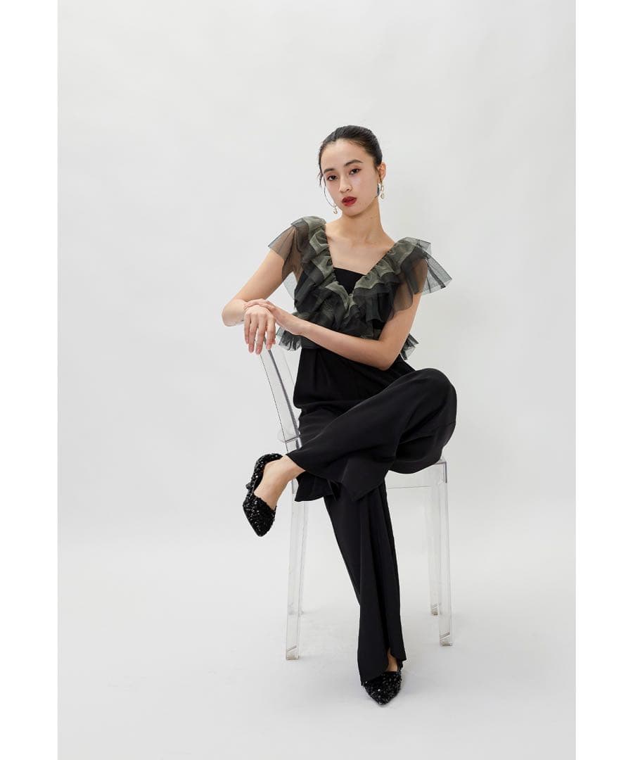 【新品】フリルオールインワンパンツ 2点セットボレロ パンツドレス 結婚式