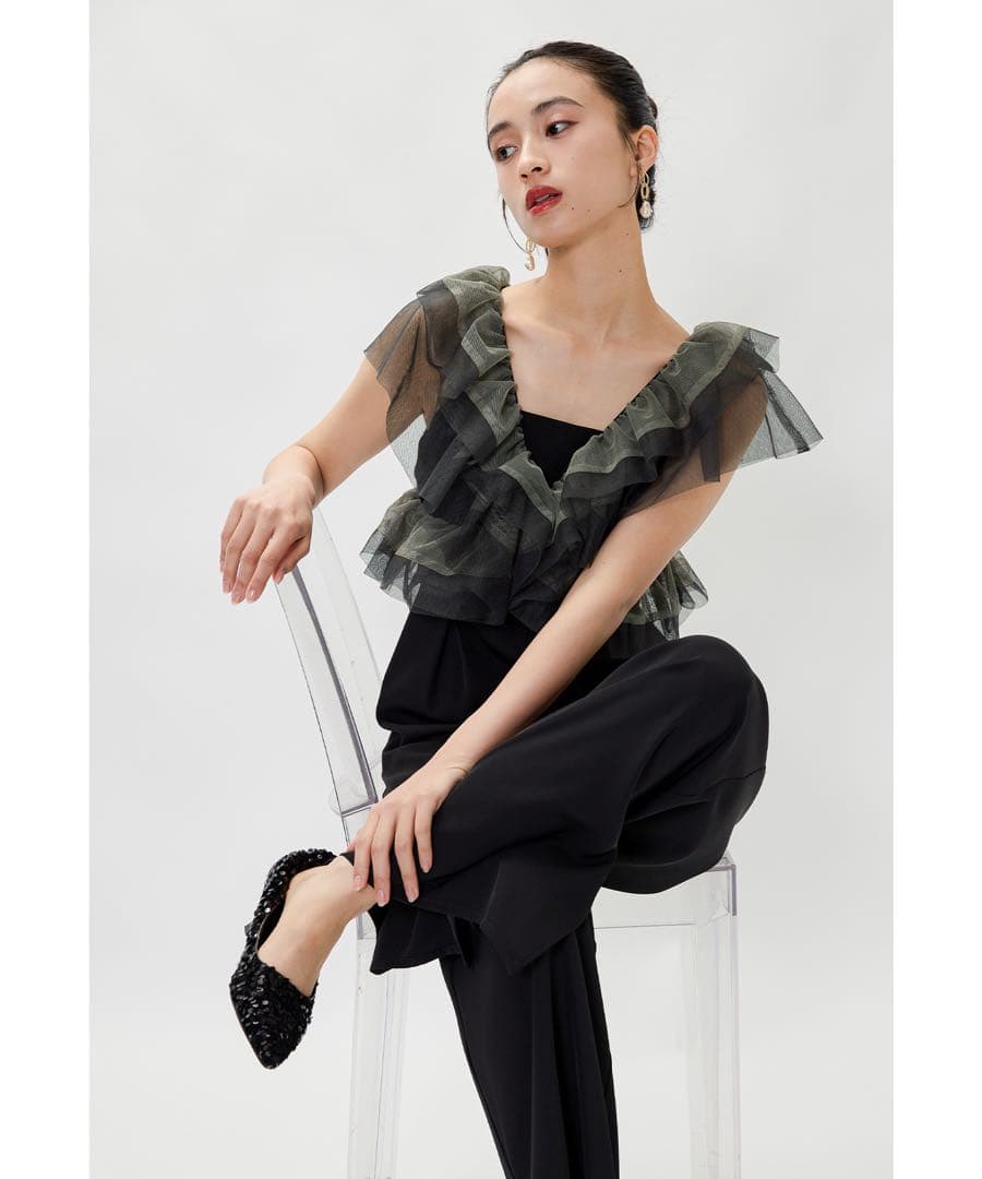 【新品】フリルオールインワンパンツ 2点セットボレロ パンツドレス 結婚式