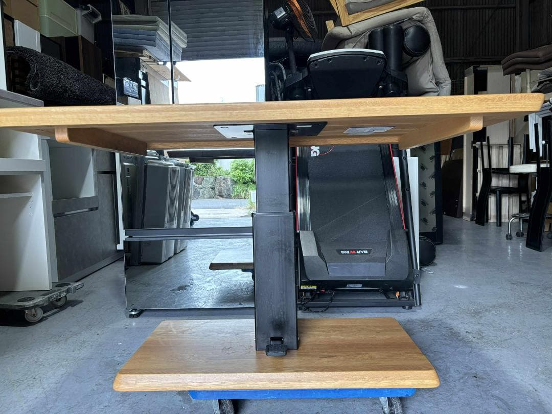 ＊バジル 国産 昇降式フリーテーブル リフティングテーブル 天然木