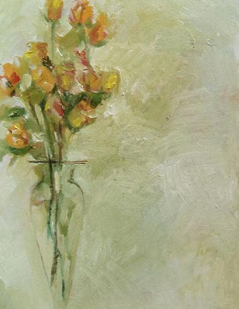 油絵 菅家令子 絵 絵画インテリア 額付き(黒) uF6-113402 花 ばら