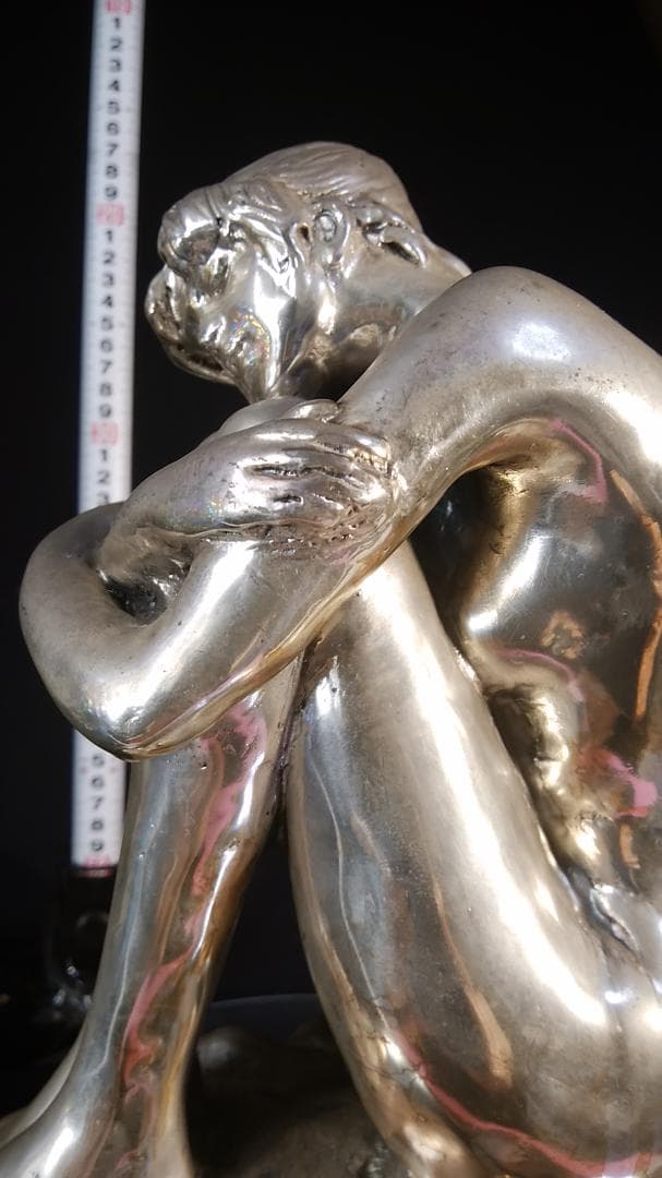 ロ*o様 エルメス★純 銀メッキブロンズ風裸婦彫刻像/高２８cm重４ ㎏少女ヌー